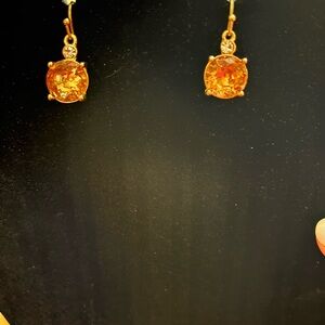 Elegant Gold tone and Orange Earrings